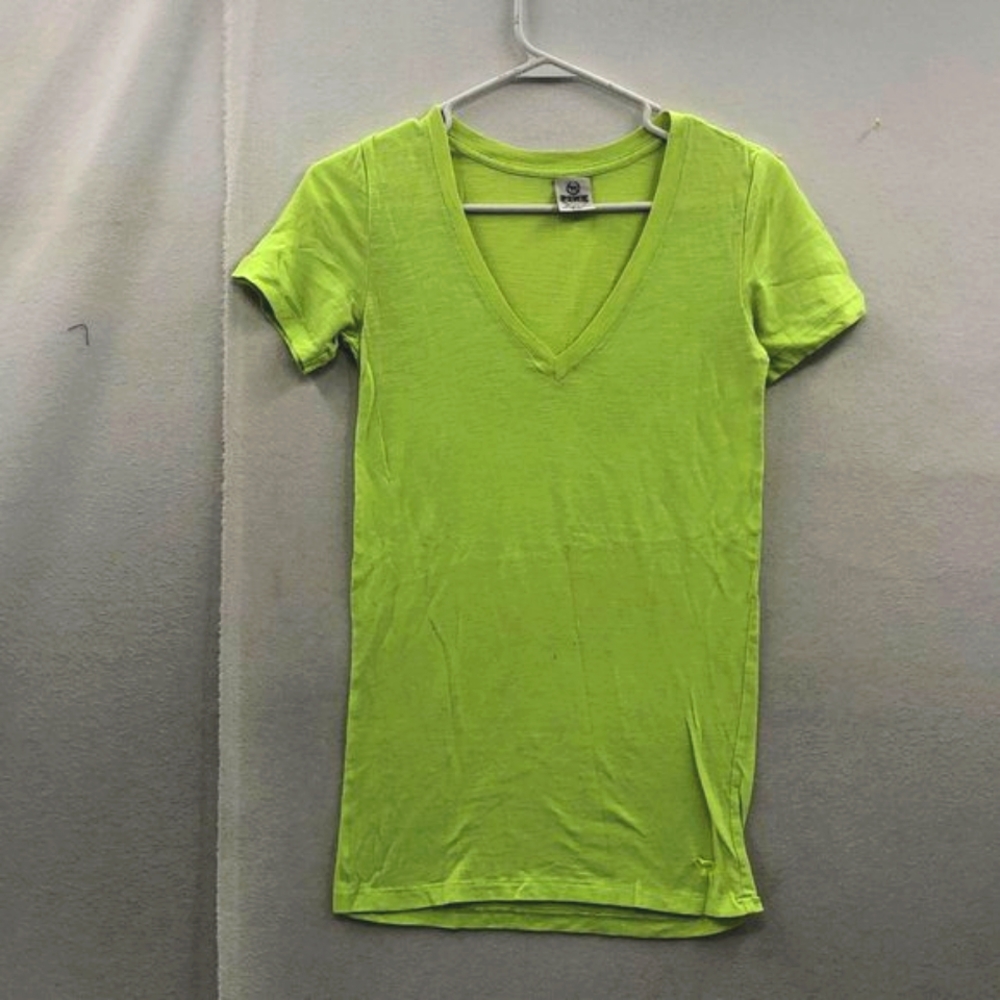 Pink Victorias Secret Womens Green Short Sleeve V Neck Pullover T Shirt Size XS - Picture 1 of 6